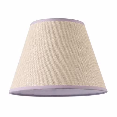 Happy Homewares Traditional Rattan Tweed Lamp Shade with Lilac Cotton Fabric Trims, W: 25 cm, H: 19 cm – 1