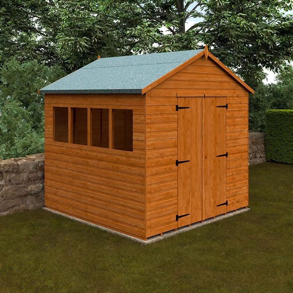 Buttercup Farm 12mm Wooden Workshop Shed with Double Doors and Window in Burnt Orange, W: 235 cm, D: 235 cm, H: 254.5 cm – 2