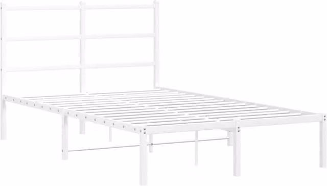 Berkfield Home Metal Bed Frame with Headboard, White, W/D/H: 120 x 200 cm – 1