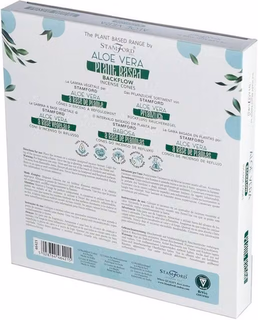 Stamford Plant Based Backflow Incense Cones Aloe Vera, White, 20 g
