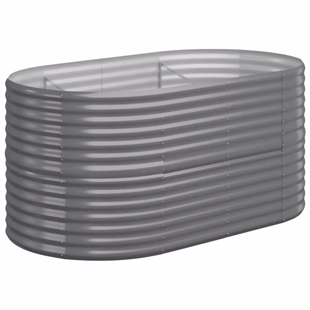 Berkfield Home Garden Grey Powder-coated Steel Raised Bed W/D/H: 152 x 80 x 68 cm – 2