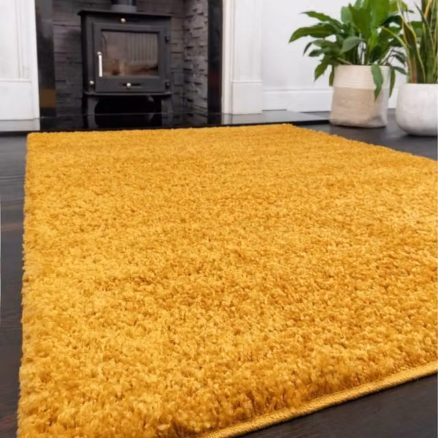 The Rug House Soft Value Yellow Ochre Shaggy Area Rug, Yellow, W: 190 cm, D: 133 cm