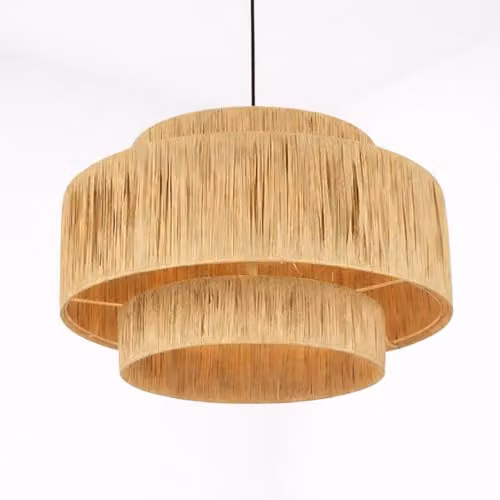 CGC Lighting Kefira Three Tier Straw Paper Lampshade in Natural Beige – 2