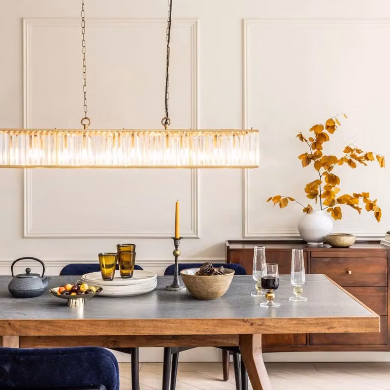 Atkin & Thyme Amalfi Crystal Chandelier in Gold and Brass with Transparent Crystal