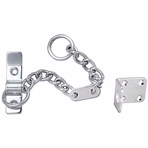 Loops Heavy Duty Door Security Chain Restrictor in Silver, Length: 19.55 cm