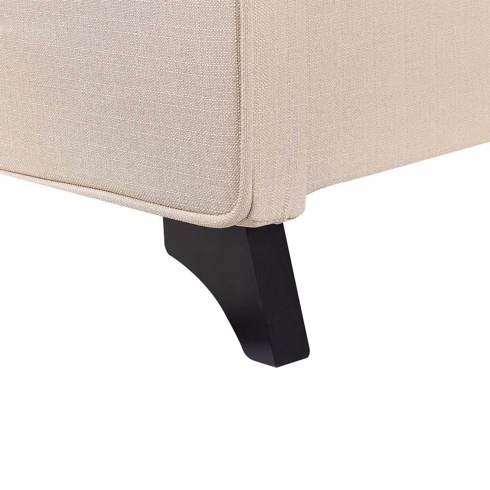 Wyld and Coco Scandi Single Bed in Beige Fabric with Rubberwood Legs – 3