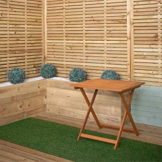 SPETLEK Brown Oiled Wood 4 Person Square Folding Garden Table W/D/H: 75 x 75 x 74 cm – 1