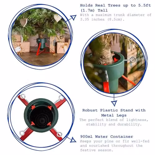 Harbour Housewares Classic Real Christmas Tree Stand in Red, Black or Green – 2