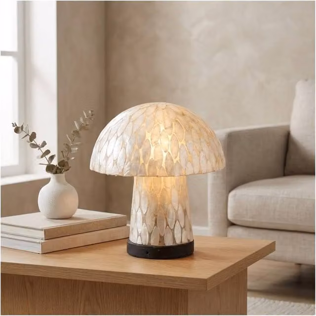 Garden Greatness Relica Luna Mushroom Table Lamp in Multicolour and White