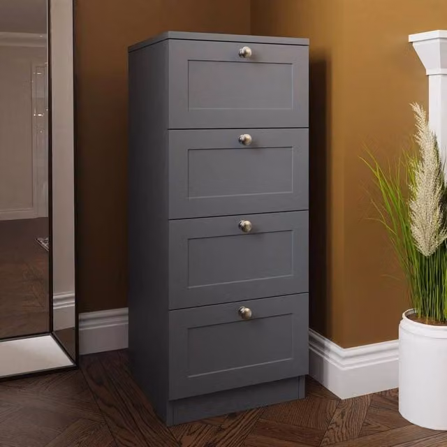 SPETLEK 4 Drawer Shaker Style Modern Chest of Drawers in Grey – 1
