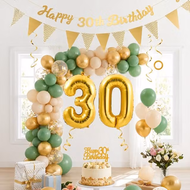 Lifeideas 31-Piece Green 30th Birthday Balloon Decoration Set with Wall Letters