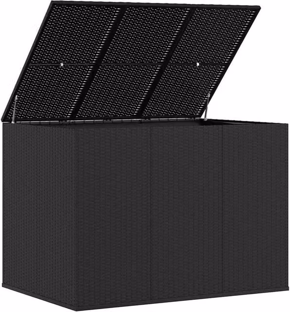 Berkfield Home Durable PE Rattan Garden Cushion Box in Black, W/D/H: 145 x 100 x 103 cm – 1