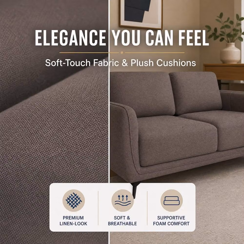 Bravich LTD Brixton Scandinavian Fabric Sofa in Dark Brown, 2 Pack – 2