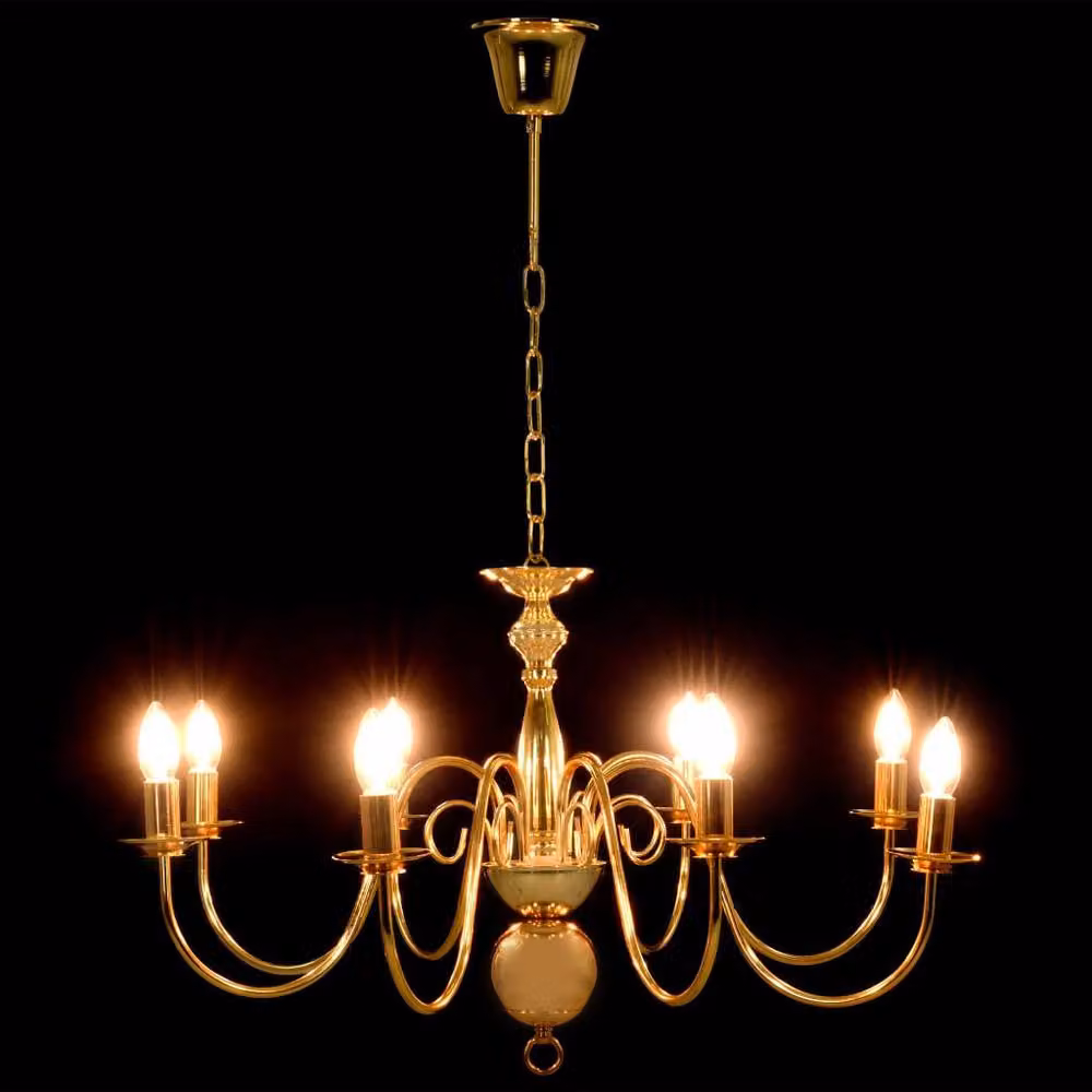 Berkfield Home Antique Gold Metal Chandelier with 8 x E14 Bulbs – 2