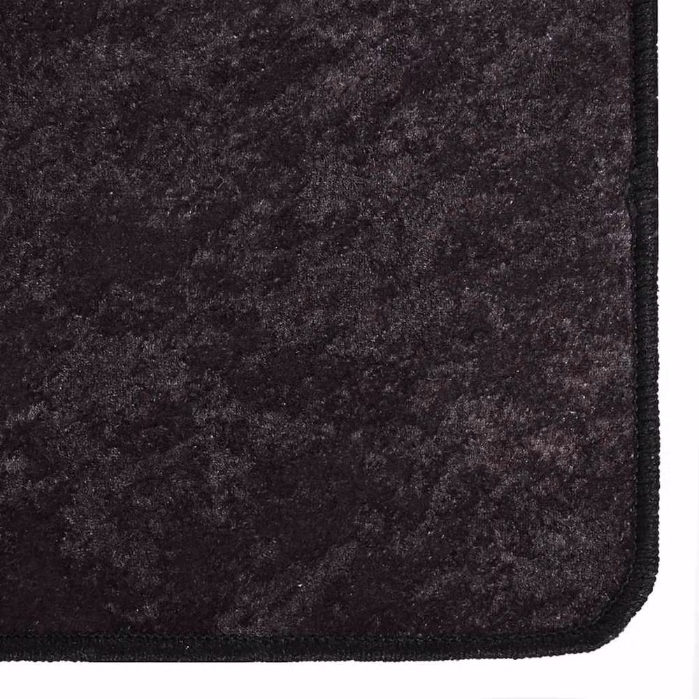 Berkfield Home Washable Anti Slip Round Rug in Anthracite and Black, W: 190 cm, D: 300 cm
