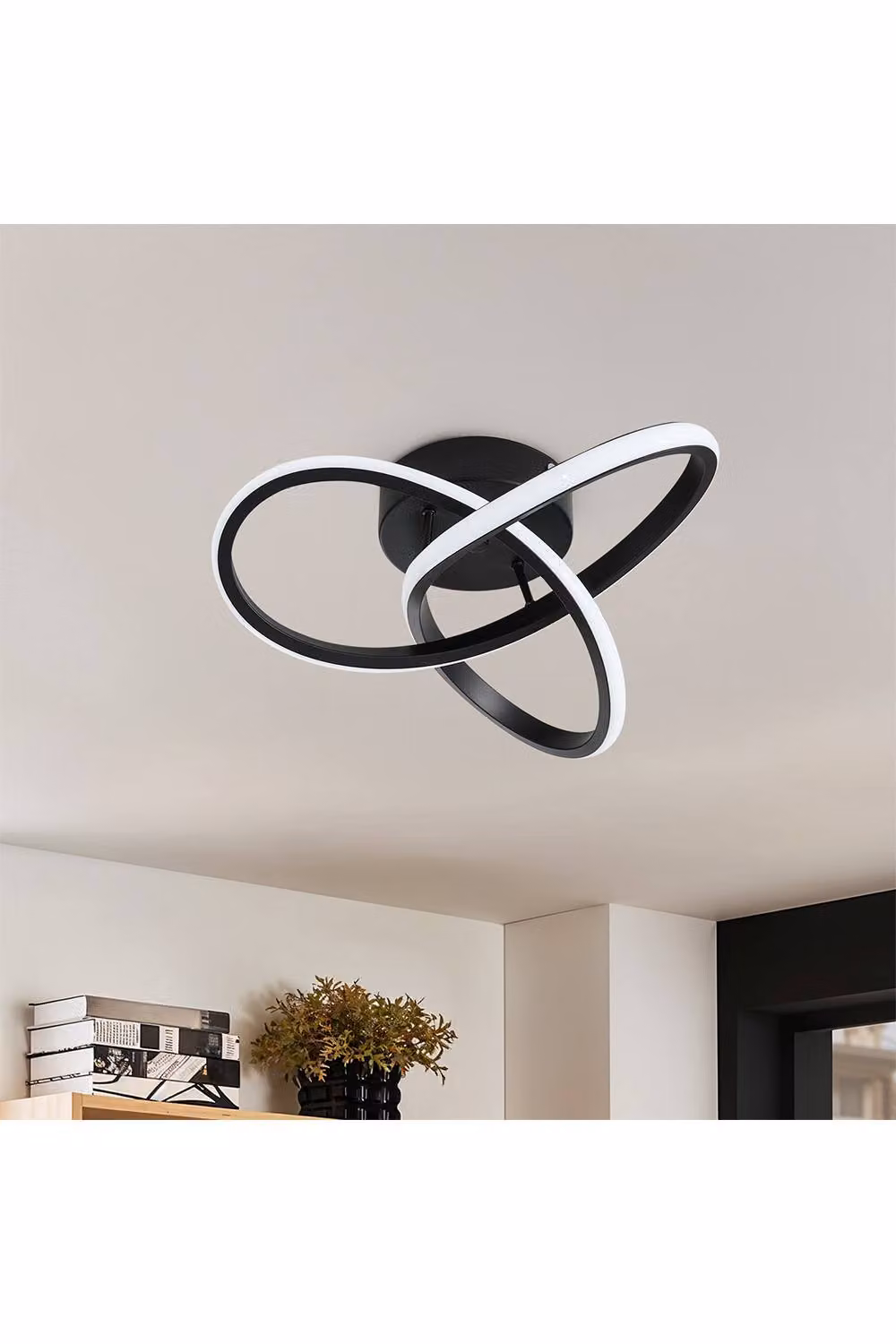Living and Home Modern LED Ring Ceiling Light in Black – 2
