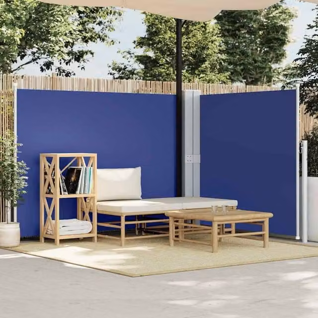 Berkfield Home Blue Retractable Polyester Side Awning, W/H: 600 x 140 cm – 1