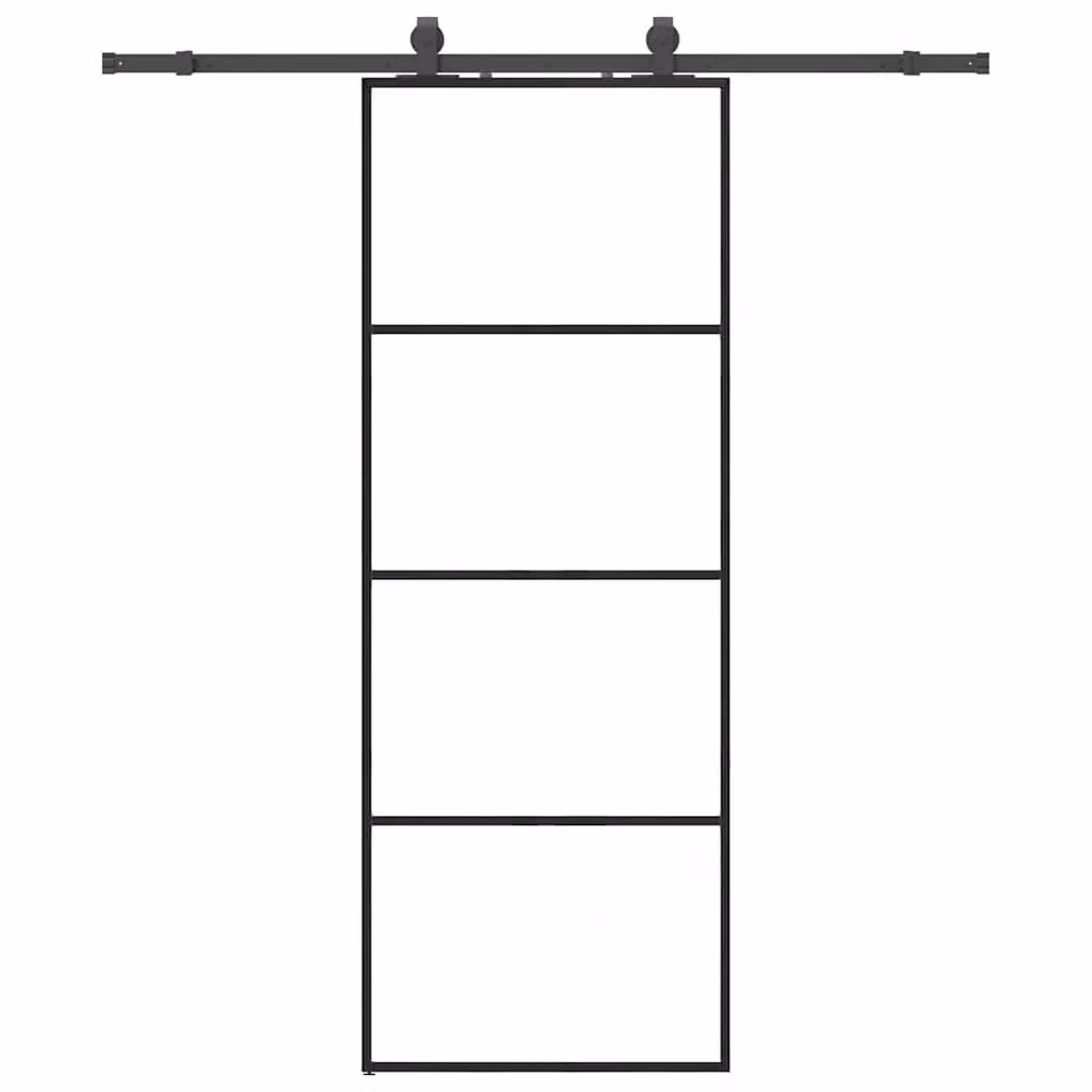 Berkfield Home Modern Sliding Glass Door with Hardware Set in Black, W: 76 cm, H: 205 cm – 2