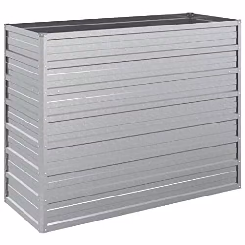 vidaXL Galvanised Steel Garden Raised Bed, Silver, W/D/H: 100 x 40 x 77 cm – 1