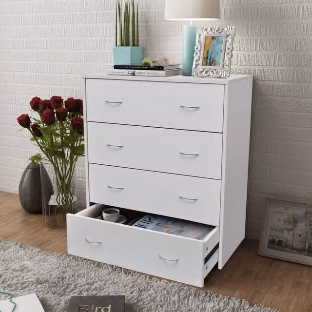 Berkfield Home Sideboard with 4 Drawers, White, W/D/H: 60 x 30.5 x 71 cm – 1