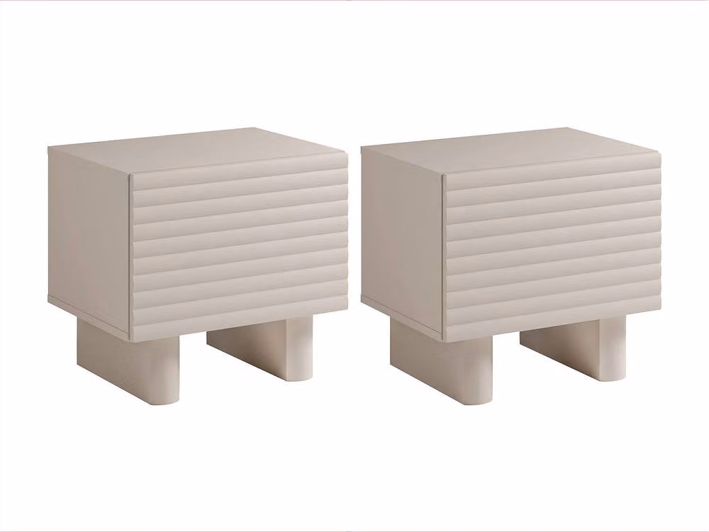Vente-unique LUDIMA Set of 2 Modern Beige MDF Bedside Tables with 1 Door – 2
