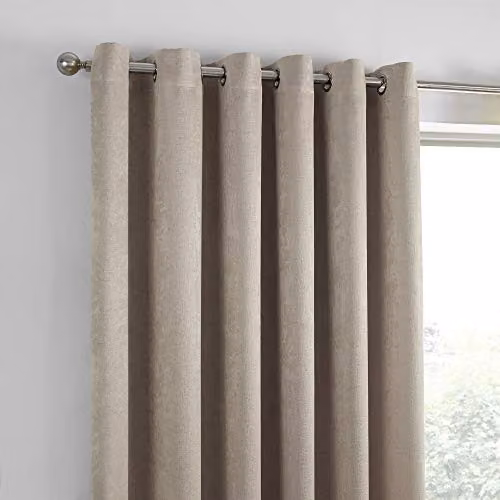Fusion Strata Opaque Eyelet Curtains in Beige, W/D/H: 117 x 137 cm – 3