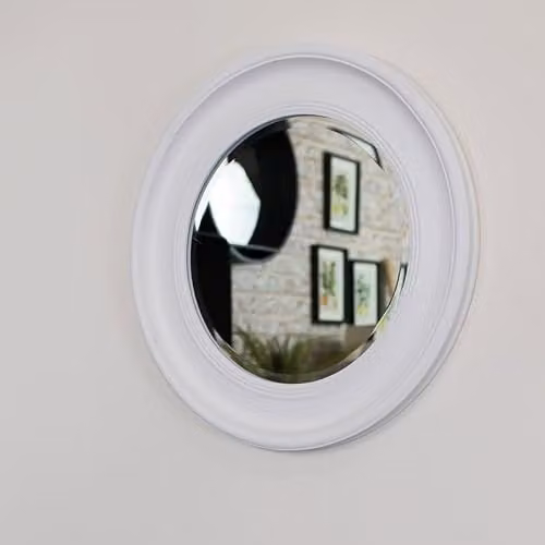Melody Maison Round Vintage White Wall Mirror W/D/H: 60 x 60 x 60 cm – 1