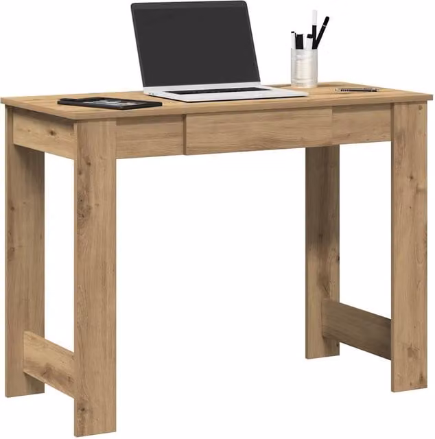 Berkfield Artisan Oak Writing Desk in Brown, W/D/H: 100 x 45 x 75 cm – 1