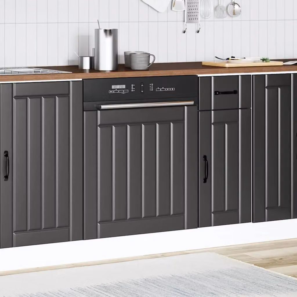 Berkfield Home Lucca Dishwasher Panel in Black Engineered Wood – 3