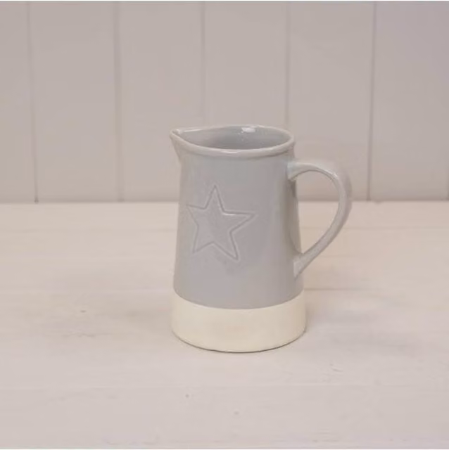 KDMD Grey Debossed Star Ceramic Jug