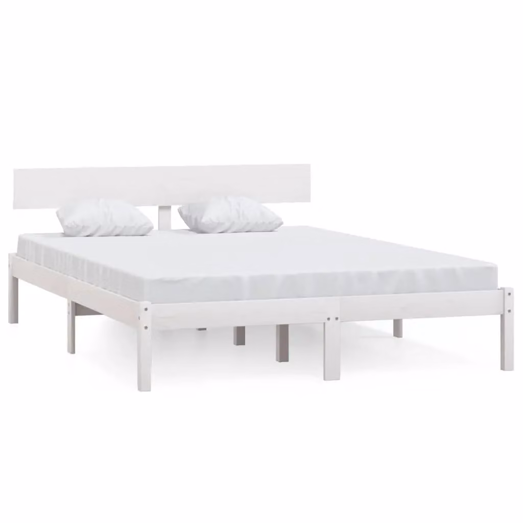 Berkfield Home Modern Small Double Bed Frame in White Solid Pine Wood, W/D/H: 120 x 190 cm – 2