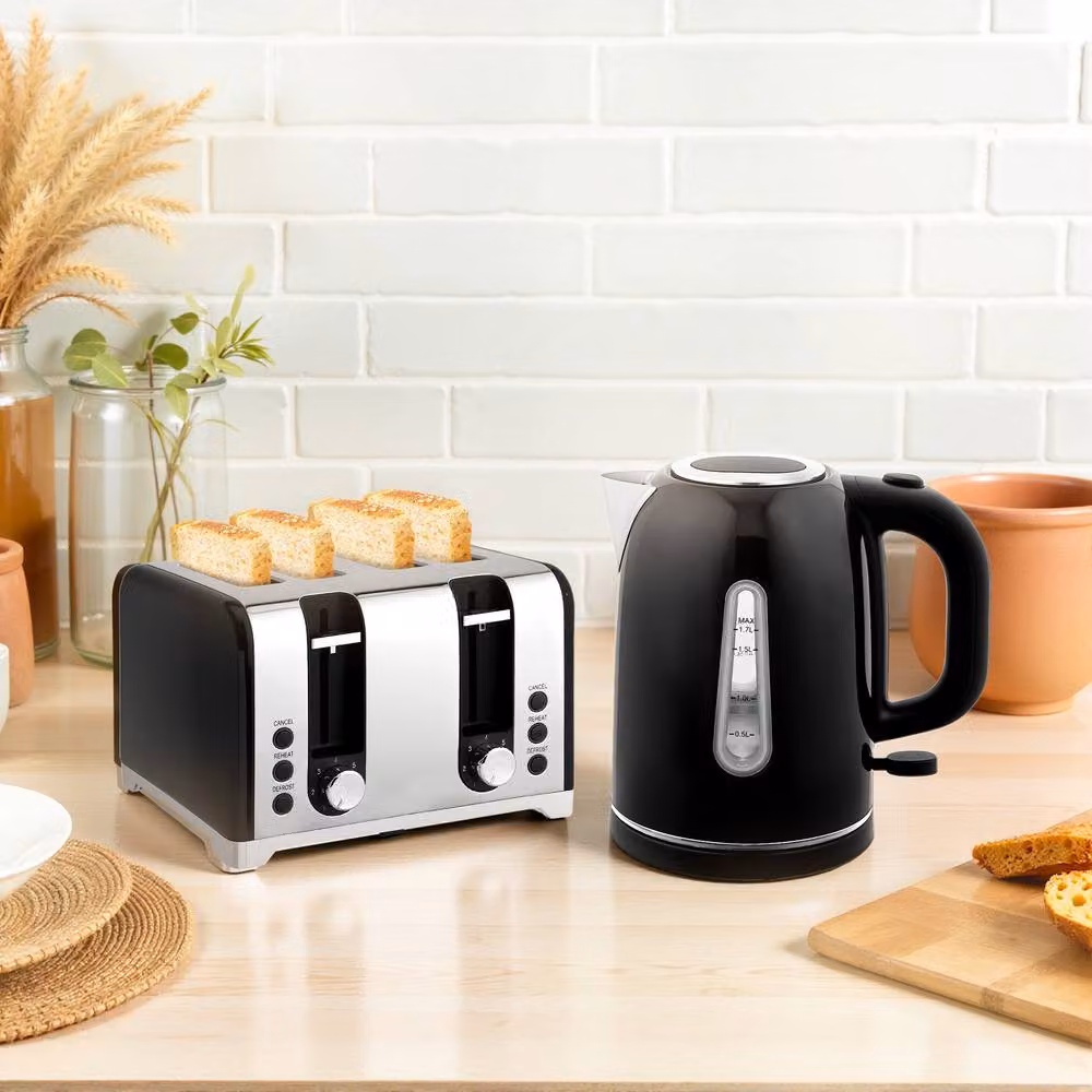 STILVORA Kettle and Toaster Set in Black with Blue LED Strip – 3