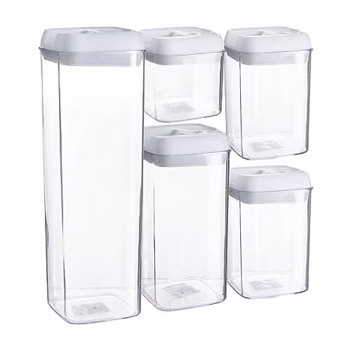 Argon Tableware 5-Piece Airtight Plastic Food Storage Container Set in White