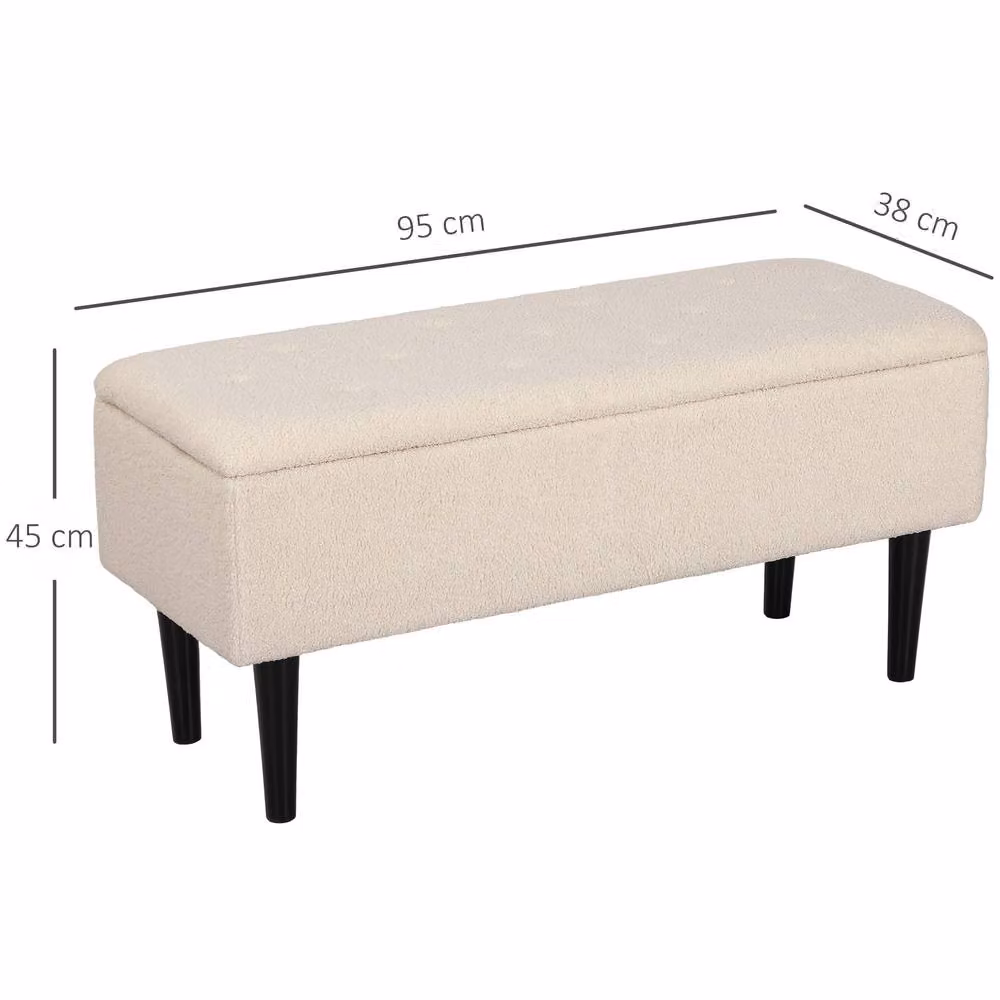 STILVORA Cream Bouclé Storage Ottoman with 47 L Capacity – 2