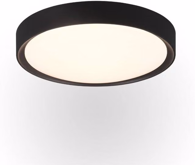 Netlighting Clarimo Modern Round Bathroom Ceiling Light in Black Matt with 3000K Warm White Light and IP44 Rating