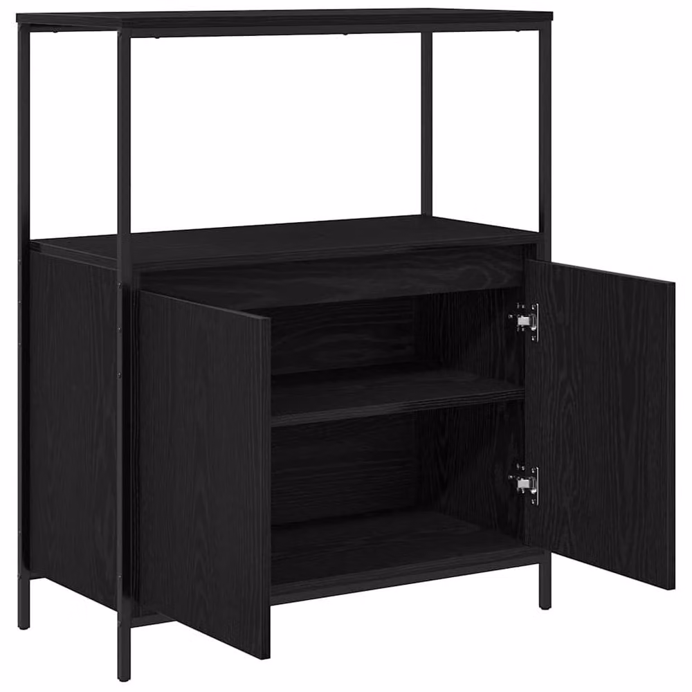 Berkfield Home Black Oak Bathroom Cabinet with Shelves and Hinged Doors, W/D/H: 76.5 x 35 x 95 cm – 3