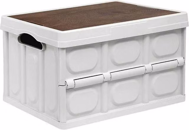 FORGEVIO Collapsible Storage Box and Camping Table in White
