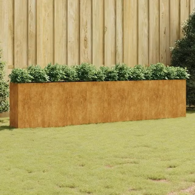 Berkfield Home Garden Corten Steel Raised Bed in Brown, W/D/H: 360 x 40 x 80 cm – 1
