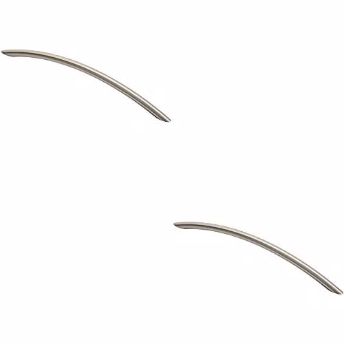 Loops 2 Pack Curved Bow Cabinet Pull Handles in Brushed Silver, 256 x 10 mm with 224 mm Fixing Centres