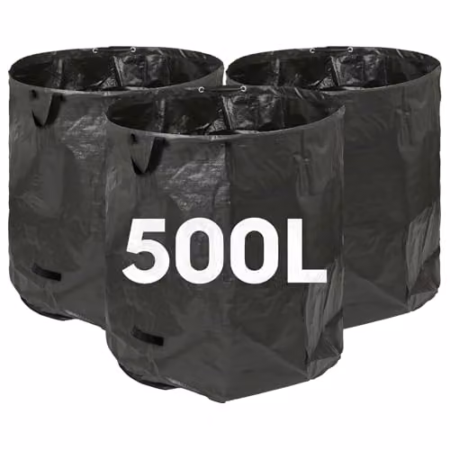 Harbour Housewares Heavy Duty Garden Waste Bags with Handles, 500L, Pack of 3, Green and Black – 1