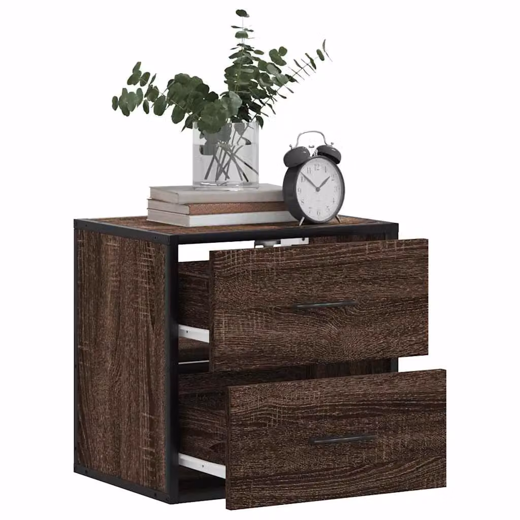 Berkfield Home Wall-mounted Bedside Cabinets, 2 Pack, Brown Oak, W: 40 cm, D: 31 cm, H: 39.5 cm – 3