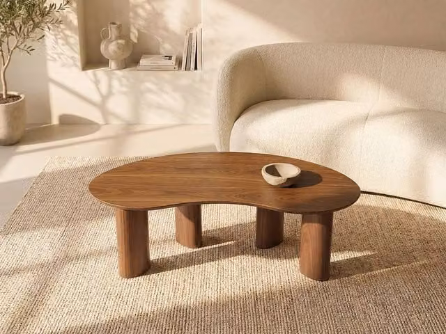 CALYNOR Walnut Veneer Coffee Table in Brown, W/D/H: 70 x 70 x 40 cm – 1