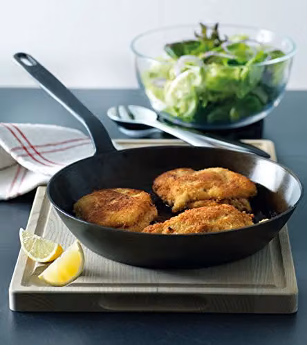 Kuhn Rikon Black Star 3233 Uncoated Cast Iron Frying Pan with Board, Black, Diameter: 19 cm – 3