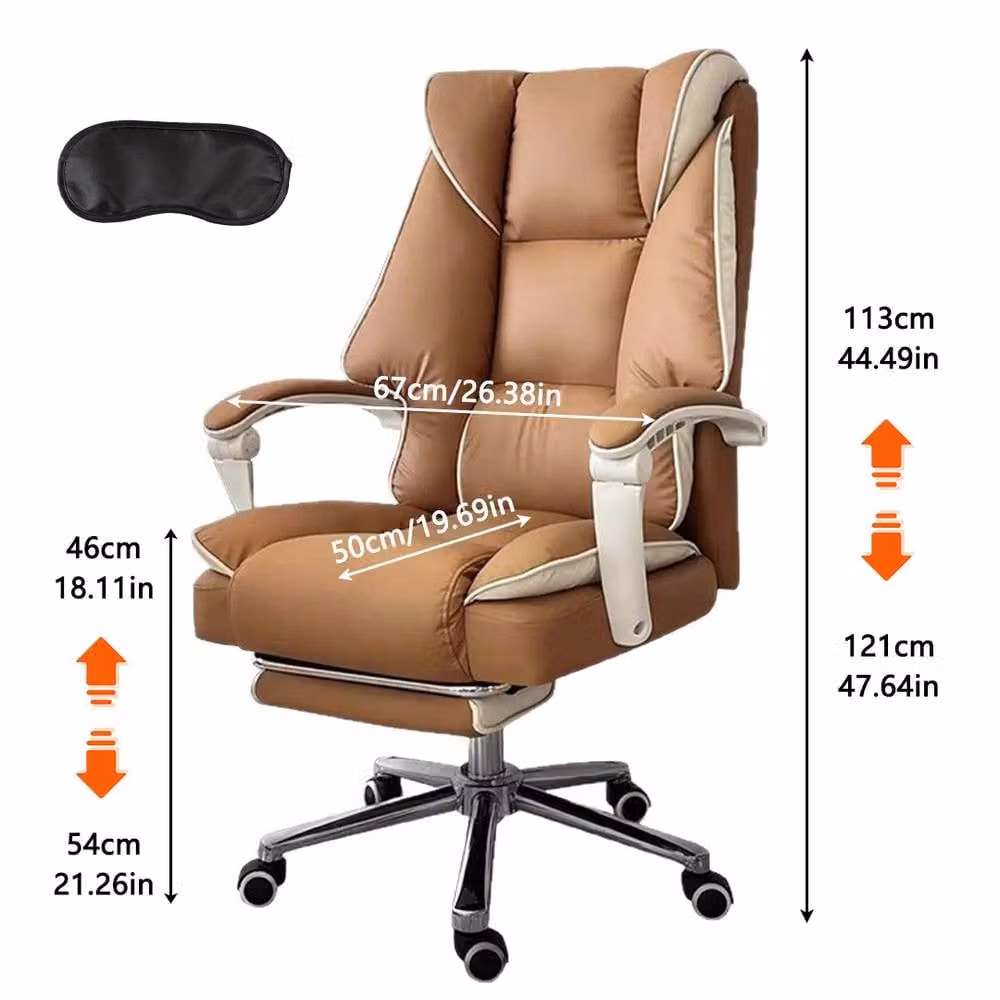 Ventryn Executive Swivel Office Chair in Brown Synthetic Leather with Headrest and Height Adjustment – 2