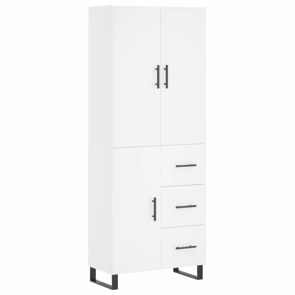Berkfield Home White Modern Matt Highboard with Hinged Doors and Internal Shelves, W/D/H: 69.5 x 34 x 180 cm – 2