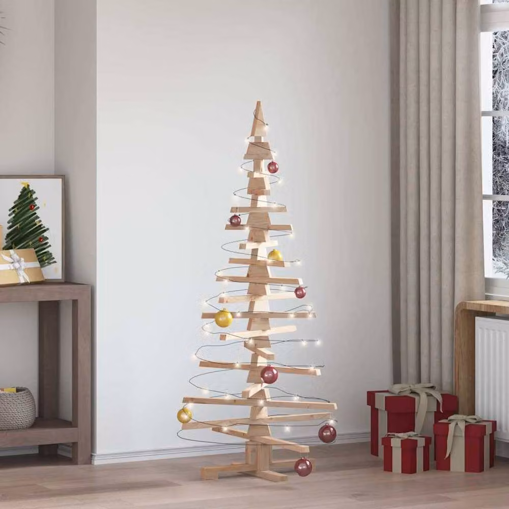 Berkfield Home Rustic Wooden Christmas Tree in Beige, Height: 150 cm – 2