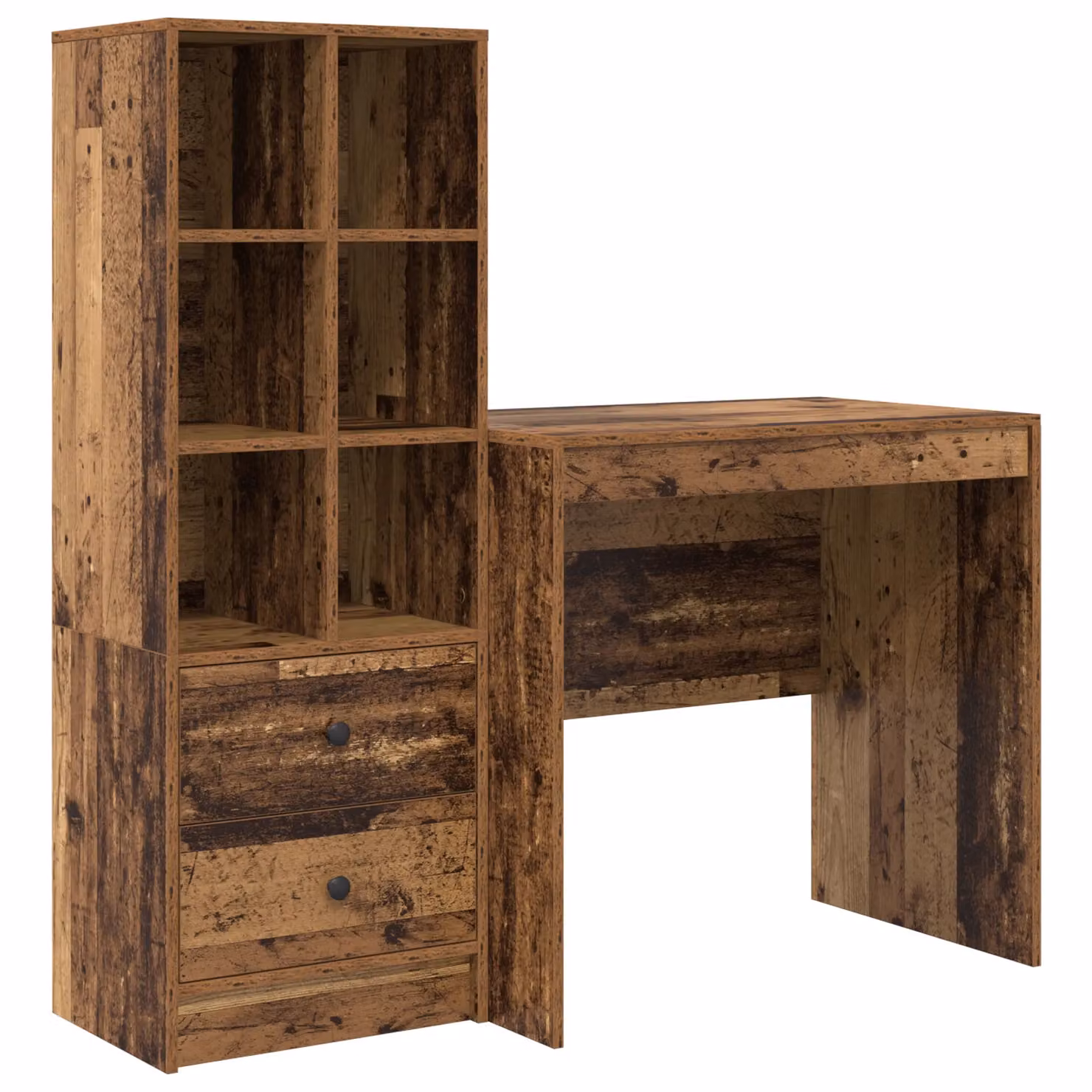 Berkfield Modern Writing Desk with Storage in Brown Old Wood Finish – 2