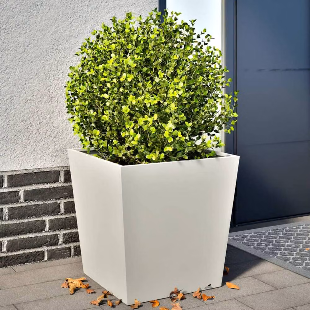 Berkfield Home Steel Garden Planter Tubs, White, 2 Pack, W/D/H: 50 x 50 x 50 cm – 2