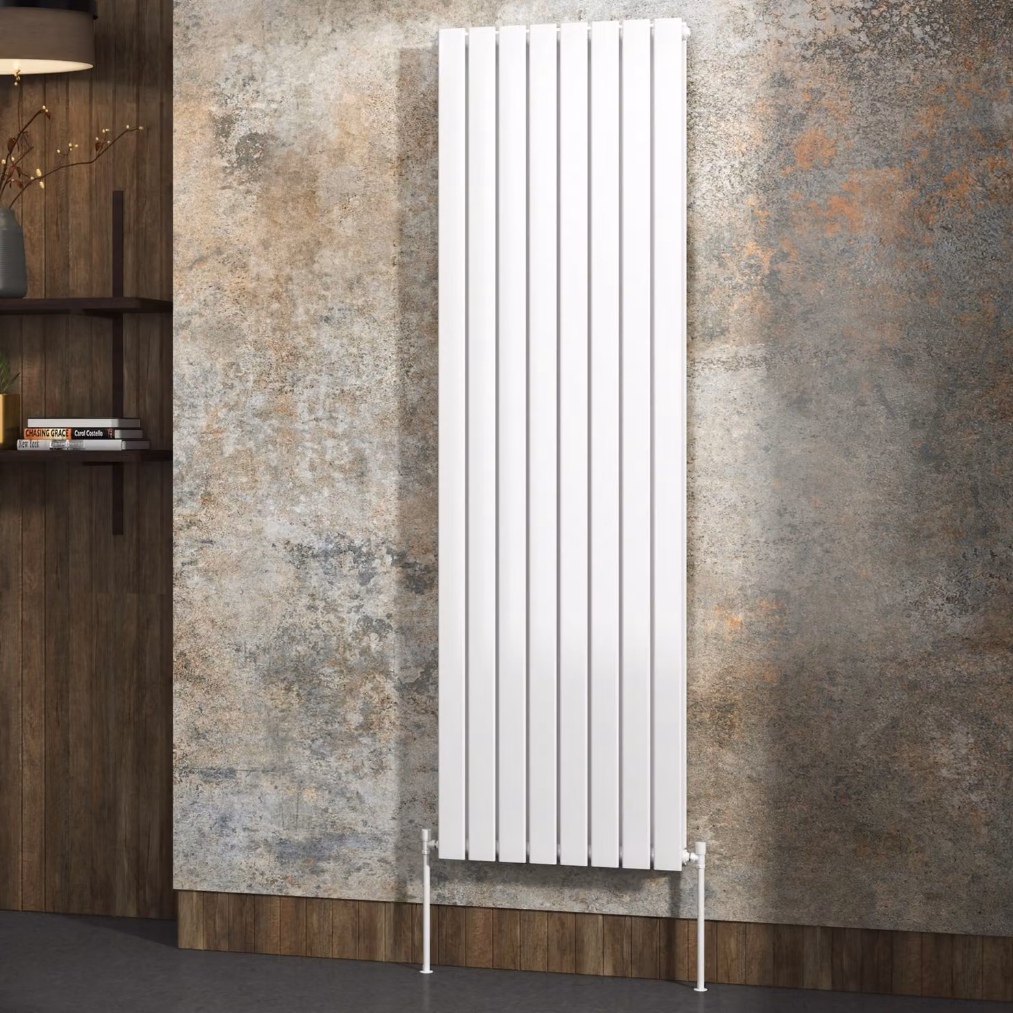 Aurexa White Vertical Designer Steel Radiator, H 180 cm x W 54.4 cm