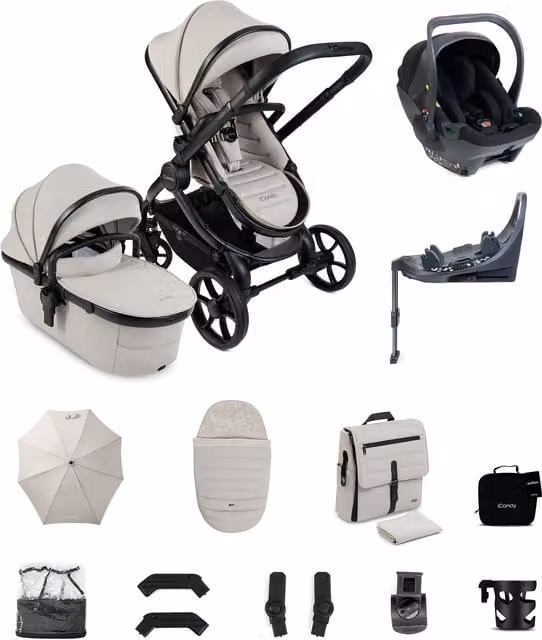 iCandy Peach 8 Complete 3-in-1 Bundle with Cocoon 360 Car Seat in Taupe
